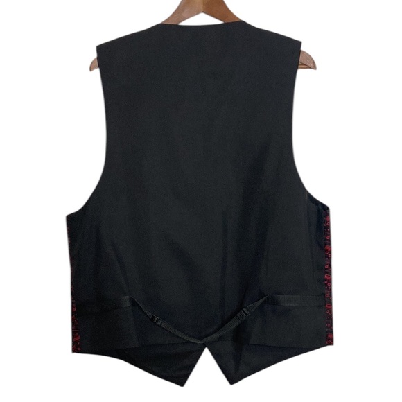 Vintage Waistcoat Mens Medium Large Red Embroidered Musical Notes Music Lover - Picture 2 of 12